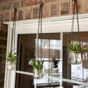 NEW! Really Cute Set of 3 Glass Hanging Plant Pots